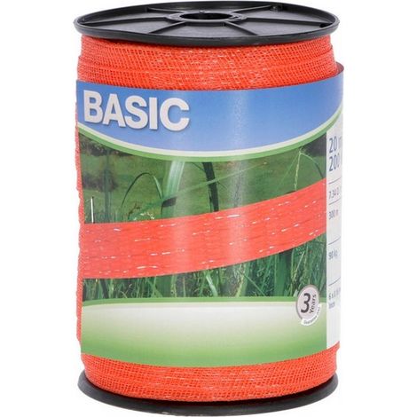 1ROTOLO FETTUCCIA ELETTRIFICATA PER RECINTO BASIC ARANCIONE mt. 200 h. cm.2 fili 6