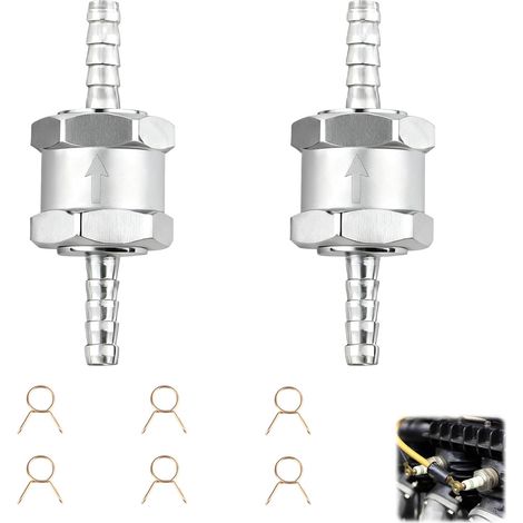 2 Pcs 8mm D'aluminium Carburant Non Retour Clapet Anti-Retour Clapet Anti-Retour, avec 6 clips à ressort, pour Essence Diesel Eau Marine Carburateur Systèmes de Carburant à Basse Pression (1/5)