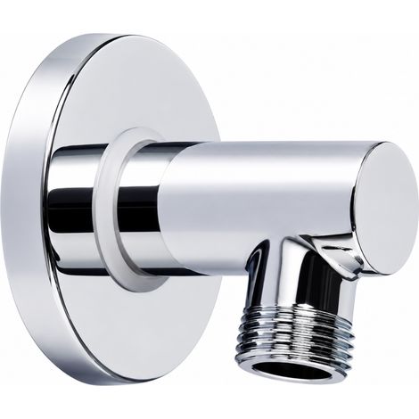 Schläfer 814310  Presa Acqua Doccia Tonda con Rosone Scorrevole, Uscita Acqua Parete G 1/2" Ø 20,86 mm, Raccordo Gomito per Flessibile Doccetta, Ottone Cromato Design Moderno