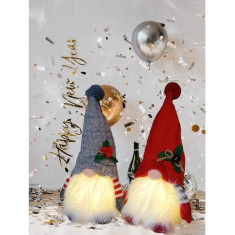 Gnome de Noël illuminé en peluche - Décoration festive (1/4)