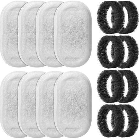 Katzenbrunnenfilter, 16er-Packung Ersatzfilter aus Edelstahl für Katzenbrunnen, einstellbarer Wasserdurchfluss von 2 l (8 + 8 Stück) (1/5)