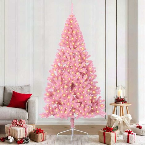 vidaXL Artificial Pre-lit Christmas Tree with 300 LEDs Pink 210 cm PVC (1/5)