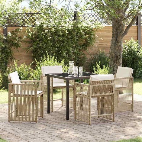 Ensemble de salle à manger pour jardin 5 pcs-Salon de jardin Beige polyrotin 636248 (1/5)