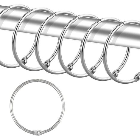 Duschvorhangringe – verchromt, rostbeständig – 5 cm Durchmesser – runde O-Form – passend für Standard-Duschvorhangstangen (2 bis 3,2 cm) – 20er-Packung (1/5)