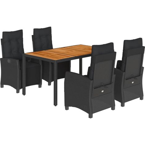 Maison Exclusive - 5-tlg. Garten-Essgruppe mit Kissen Schwarz Pol