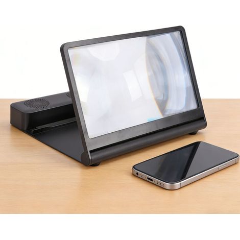 Loupe d'écran pour smartphone avec haut-parleur Bluetooth, projecteur/agrandisseur d'écran 3D HD, support avec amplificateur vidéo pour films, vidéos et jeux