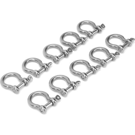 10 anneaux en D en acier inoxydable ultra-résistants pour équipement d'escalade, camping et randonnée (M5, charge max 80 kg) (1/5)