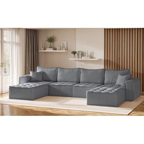 Wohnlandschaft Sofa U-Form Modulsofa-Set 4-teilig SANDE Stoff Alpine Anthrazit (1/5)