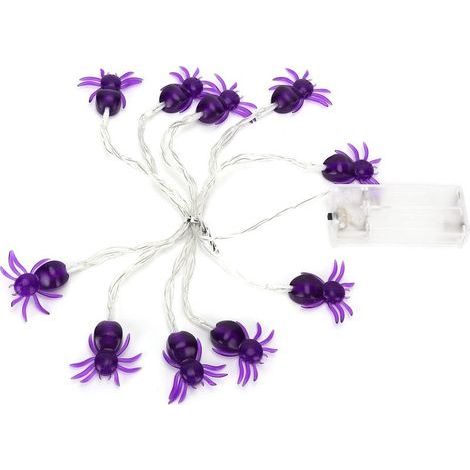 Guirlande lumineuse LED Halloween violette en forme d'araignée pour décoration de fête intérieur extérieur (1/5)