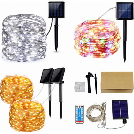 Guirlande Lumineuse Solaire en Fil de Cuivre, 1000 LED Multicolores, 8 Modes, Étanche Jardin Noël (1/5)