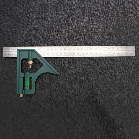 Équerre Combinée 300 mm,Règle d'angle de Combinaison,Combinaison Carrée Outils de Mesure,Acier Inoxydable Règle d'angle de Combinaison,Équerre à Combinaison Précise et Pratique en Métal - Jaune (1/4)