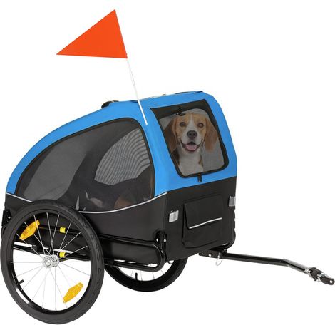Sorties à vélo emmenez votre animal en toute sécurité remorque vélo pour chien pliable jusqu'à 20 kg drapeau et réflecteurs (1/5)