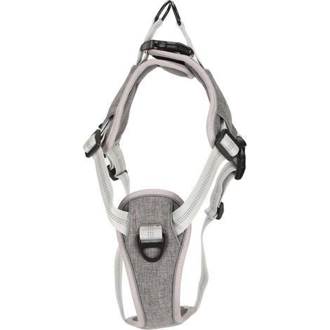 Jeffergarden Harnais sans tir pour chien - Gilet réfléchissant ajustable (poitrine et dos) - Pour chiens moyens et grands - Taille XL - Gris (1/5)