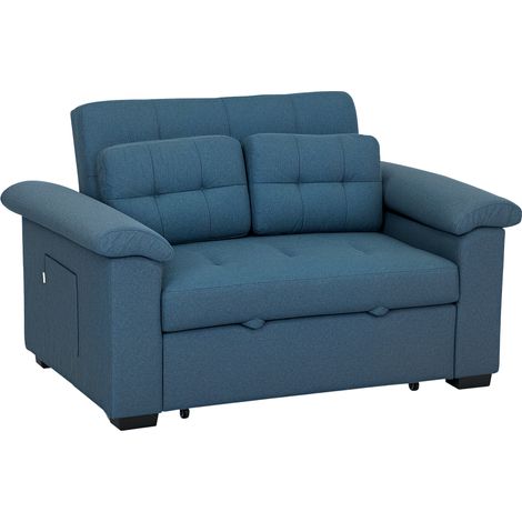 HOMCOM Click Clack Sofa Bed 2 Seater Sofa Bed for Living Room Blue