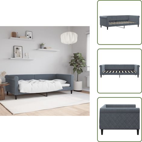 Letto da giorno 2 in 1 - vidaXL Letto da Giorno Grigio Scuro 90x190 cm in Velluto - Divano letto in velluto