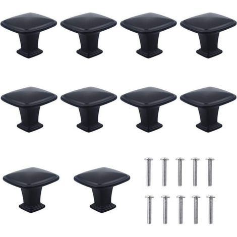 Poignées de tiroir noires x10, bouton de meuble 30 mm, poignée à trou unique pour porte, tiroir et placard, cuisine, chambre d’enfant, finition brillante pour appareils électroniques (1/5)