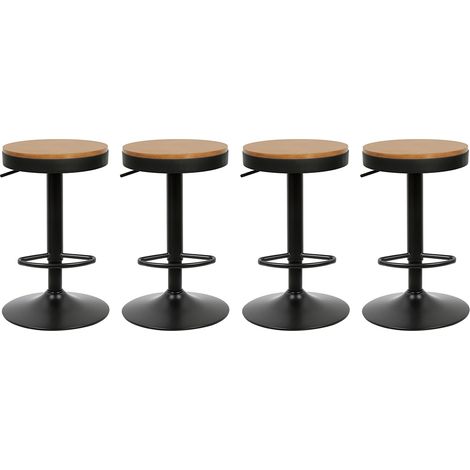 Lot de 4 Tabouret de Bar en Bois Vintage pivotant,Chaise de Bar réglable en Hauteur réglable, Noir (1/5)