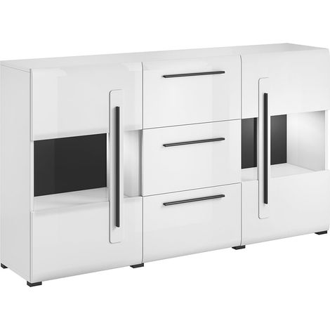 Buffet 2 portes 3 tiroirs avec LED Louis Blanc (1/5)