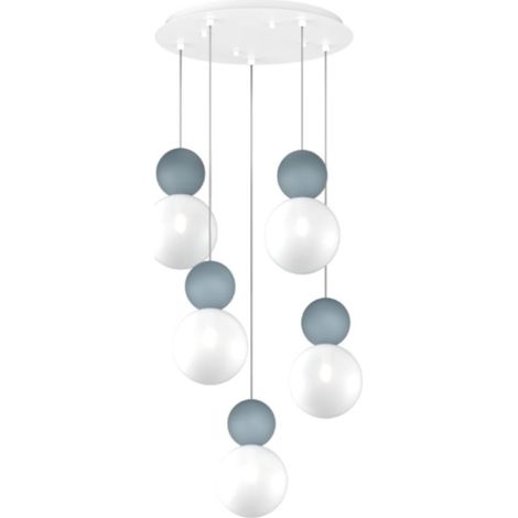 Lampadario moderno top light cottage 1228 s5 t g9 led vetro metallo, colore blu