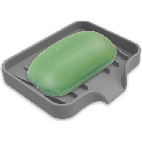 Porte-savon en silicone souple, plateau à savon autonettoyant, convient pour la douche, la salle de bain, la cuisine et la baignoire. (1/5)