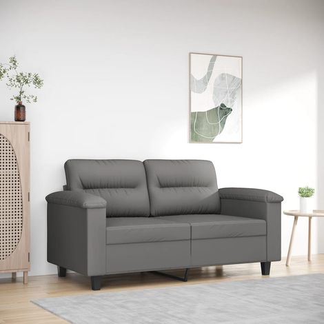 Sofá de 2 plazas de tela de microfibra gris oscuro 120 cm vidaXL (1/5)