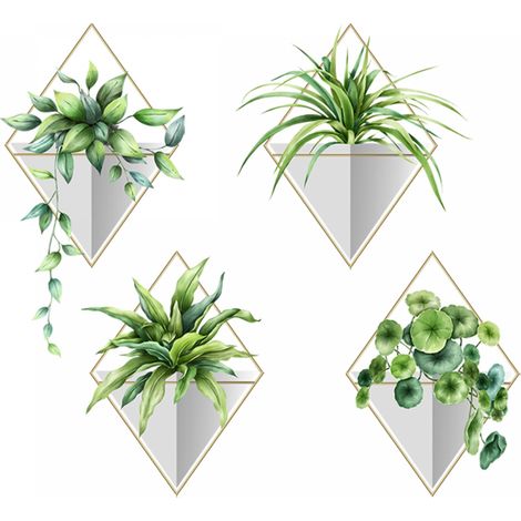 Sticker mural avec plantes vertes en pots (1/5)