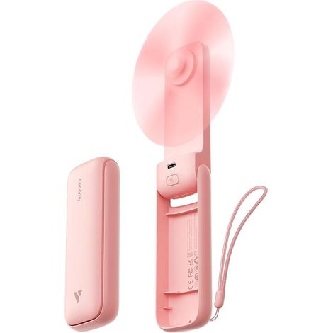 Ventilateur portable à main, mini ventilateur de poche rechargeable via USB avec 24 heures d'autonomie, pliable et compact, idéal pour voyages, usage estival et comme cadeau pour femmes et filles – ro (1/5)