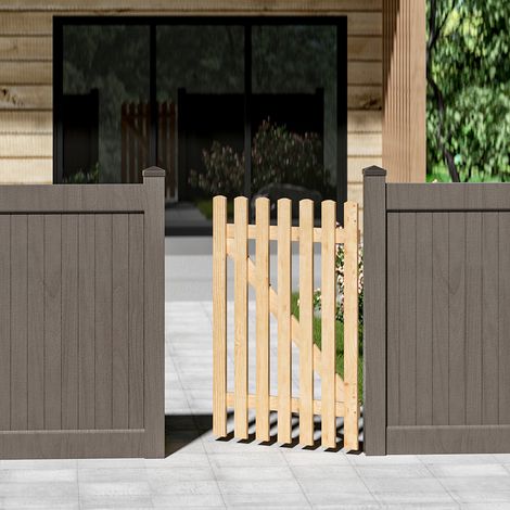 120cm Garden Wood Fence Gate with Latch (1/5)