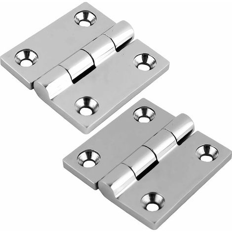 Charnières de porte en acier inoxydable marin poli miroir, charnières de meuble 50 mm x 50 mm, lot de 2 (1/4)