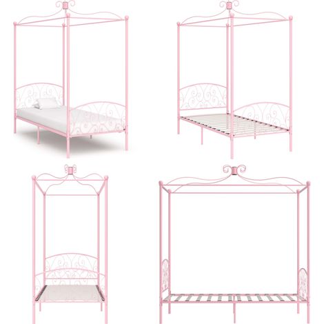 Himmelbett-Gestell Rosa Metall 90 x 200 cm - Himmelbett Gestell - Rosa - Metallbettrahmen - Doppelbett Rahmen - Betten Für Schlafzimmer - Home & Living (1/5)