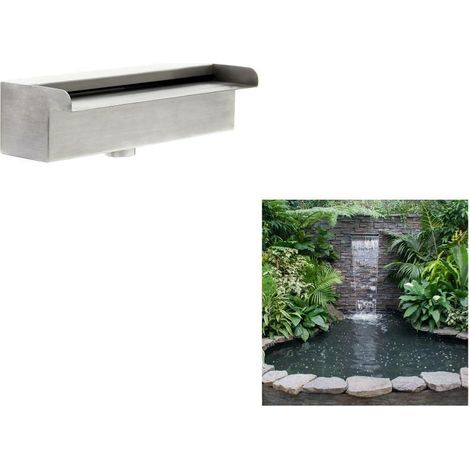 Cascade en acier inoxydable 45 cm – Résistante au chlore et à l'eau salée – Pour étangs et piscines – Montage vertical recommandé