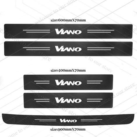 (5 pièces pour logo Viano) Convient aux modèles Viano, Vito, Sprinter, Classe V (W639, W903, W907) : baguettes de seuil de porte en fibre de carbone, autocollants pour coffre. (1/4)
