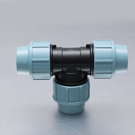 T-förmiger Verbinder für Wasserrohre mit drei Innengewindeanschlüssen (3 x 32 mm) Klemmverbinder für PE-Rohre (ø 32) (1/5)