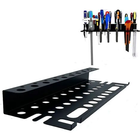 Panneau mural pour rangement d'outils – 43 trous pour tournevis, clés, pinces – Métal lourd avec finition en poudre – Installation facile (1/5)
