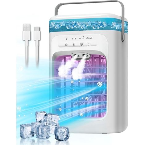 Mini condizionatore evaporativo portatile, 3 velocità, 2 nebulizzazioni, 178147295 mm, bianco (1/5)