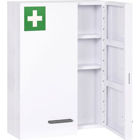 Armadietto portamedicinali, 6 ripiani, con serratura, bianco, 55 × 18 × 60 cm, acciaio, 7 kg (1/5)