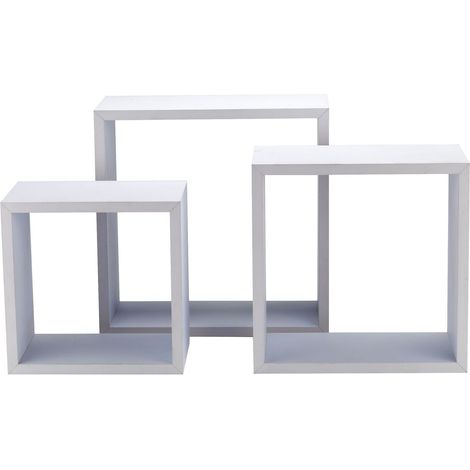 Set 3 Pièces Étagère Carrée en MDF, Blanc