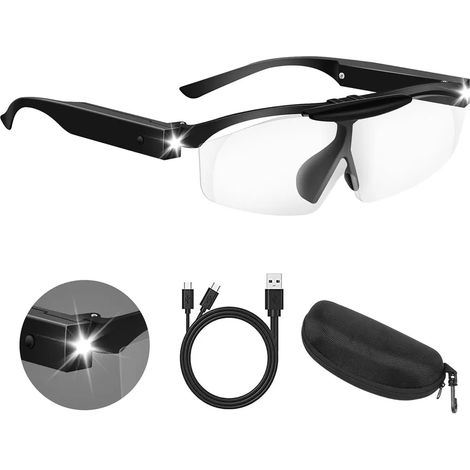 Lente d'ingrandimento 160% con luce, elevato ingrandimento, lente d'ingrandimento per la lettura a mani libere, ricaricabile tramite USB, adatta ad anziani e appassionati. (1/4)