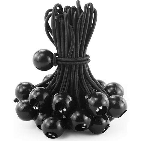 27 Pack 4 Inch Diameter 4mm Ball Bungee Cord with Balls, Flag Bungee Cords, Heavy Duty Elastic Straps for Tarp, Flag Pole/Banner, Camping Tent, Awning, Gazebo, Marquee (1/5)