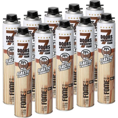 Mousse polyuréthane élastique FOME FLEX 7 Doors & Windows – montage portes & fenêtres, isolation & étanchéité – 750 ml – Lot de 10 pièces (1/5)