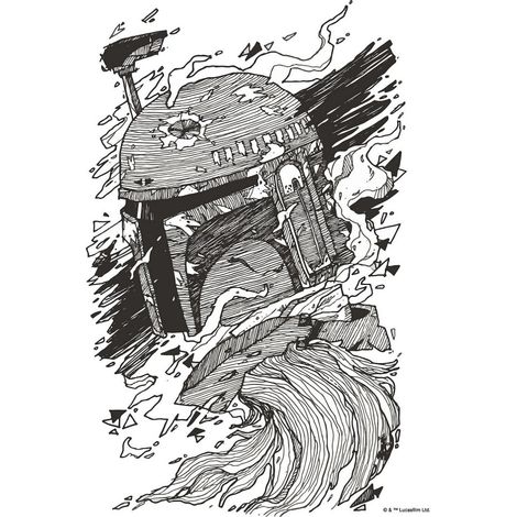 Poster d'Art Star Wars Boba Fett Dessin - 30 x 40 cm (1/2)