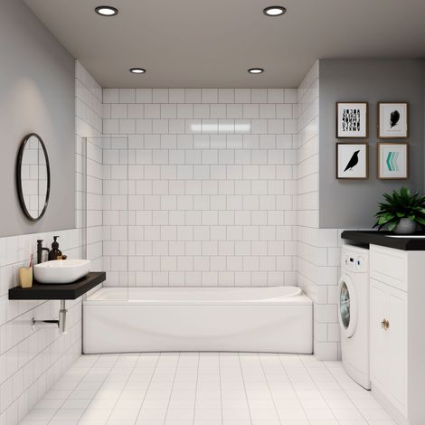 Aica Sanitaire – Pare-baignoire 40x130cm – Profilé aluminium chromé brillant – Verre transparent anticalcaire – Montage réversible