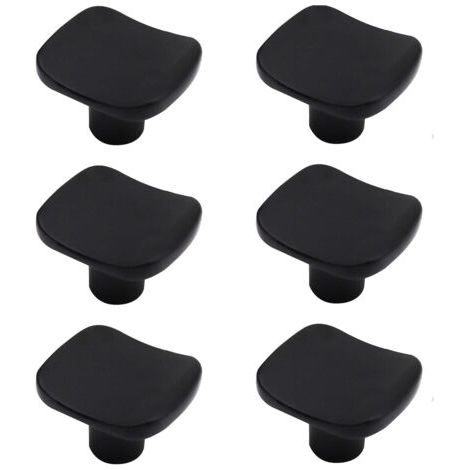6 Stück Schwarze Quadratische Schrankknöpfe, Modern, Einzelloch, aus Zinklegierung - Für Schränke, Schubladen und Möbel (1/5)