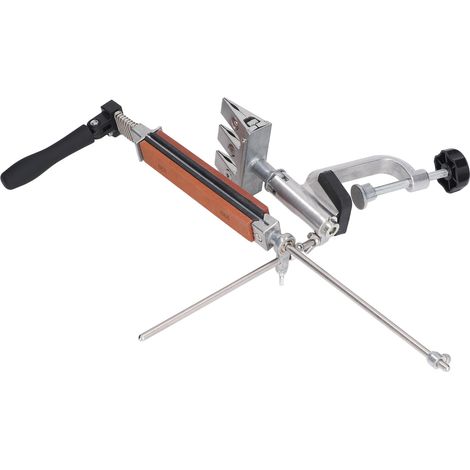 Affûteur métallique à angle fixe avec 4 pierres à aiguiser, rotation 360°, outil réversible pour couteaux, polissage et affûtage précis. (1/5)