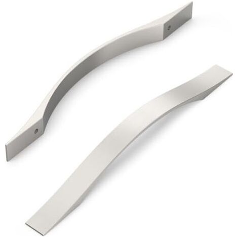 Lot de 10 poignées de meuble, finition nickel satiné brossé, entraxe 160 mm, pour placards, armoires et tiroirs de cuisine. (1/5)