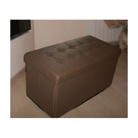 Pouff Pouf Contenitore in Pelle Sintetica Colore MARRONE 80X40X41 Trapuntato - ITALFROM (1/2)