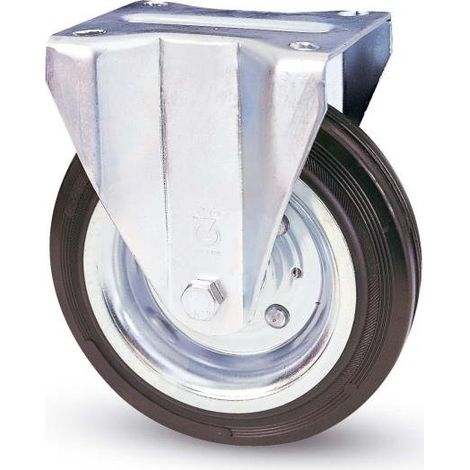Ruota a Forcella su Piastra 80A Avo a Zincr Gomma Nera D.mm 140X37 P.mm
