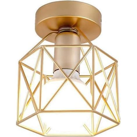 Lampe Cage Murale Industrielle - Plafonnier Semi-Encastré Minimaliste - E27 (Sans Ampoule) - Pour Petits Espaces - Chambre/Salon/Cuisine (1/5)
