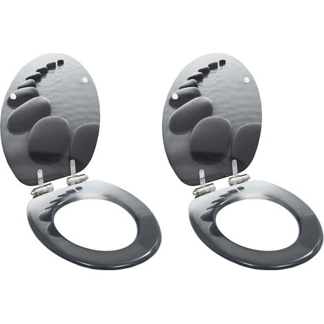 vidaXL Asiento inodoro WC 2 uds tapa de cierre suave MDF diseño rocas (1/5)