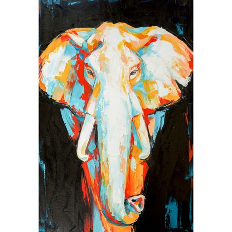 Tableau sur toile éléphant coloré 30x45 cm - Impression sur Toile Murale Décorative - Image imprimée en HD sur Toile - Toile sur Châssis en Bois FSC - Fabriqué en France (1/5)
